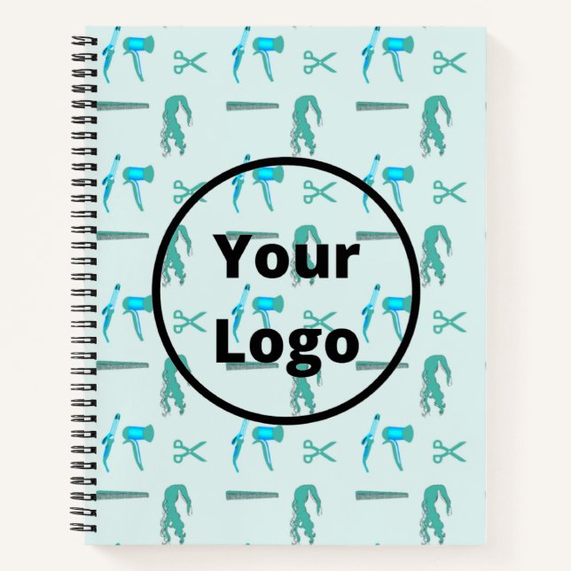 Aquamarines Friseurgeschäft Notizbuch (Vorderseite)