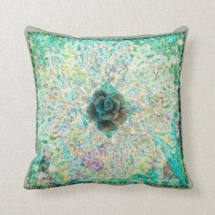 Aquamarines geometrisches Blumenkissen durch Carol Kissen