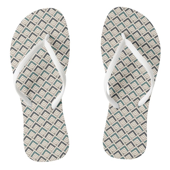 Aquamarines geometrisches Muster Flip Flops (Fußbett)