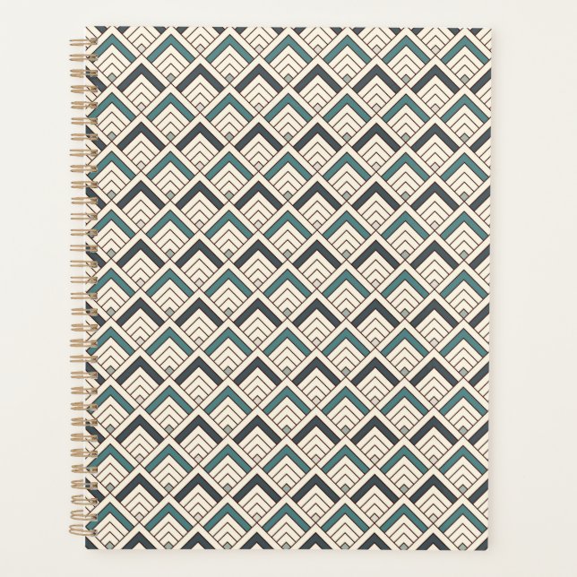 Aquamarines geometrisches Muster Planer (Vorderseite)