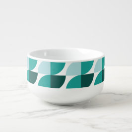 Aquamarines geometrisches Muster Suppe Mug Große Suppentasse
