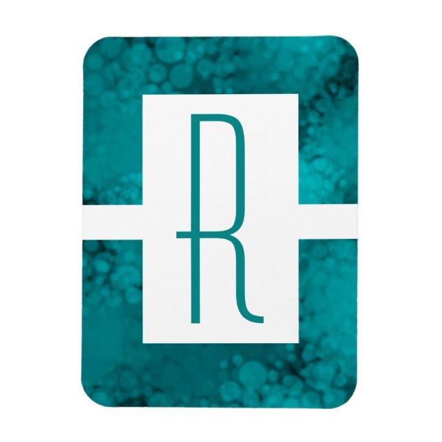Aquamarines, gespecktes Monogramm Magnet (Vertikal)