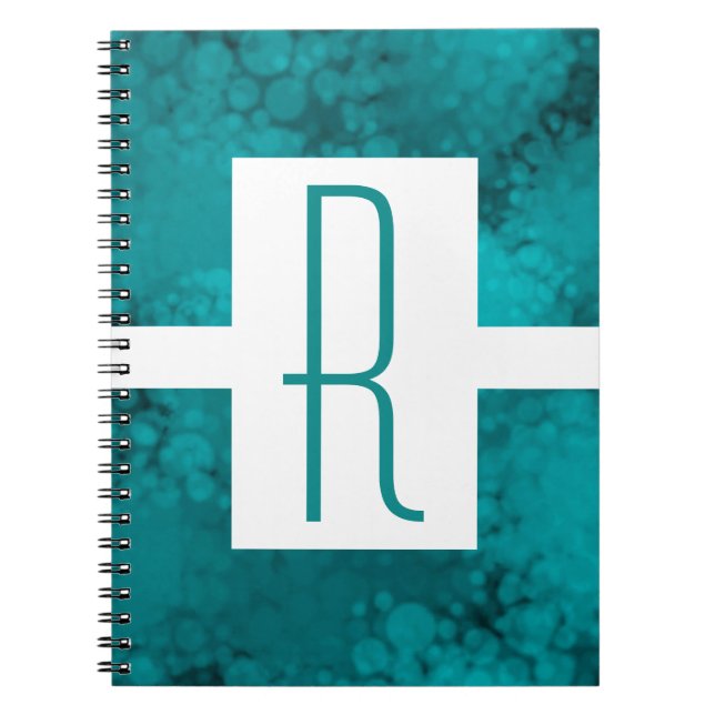 Aquamarines, gespecktes Monogramm Notizblock (Vorderseite)