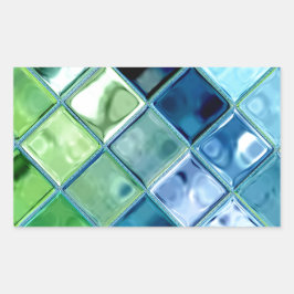 Aquamarines Glas Mosaik Tile Art Rechteckiger Aufkleber