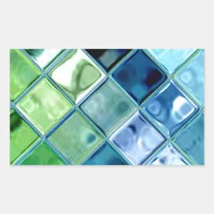 Aquamarines Glas Mosaik Tile Art Rechteckiger Aufkleber