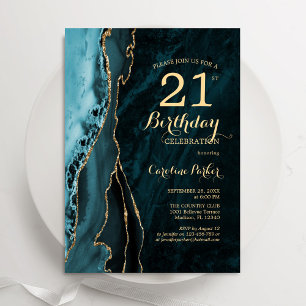 Aquamarines Gold ab 21. Geburtstag Einladung