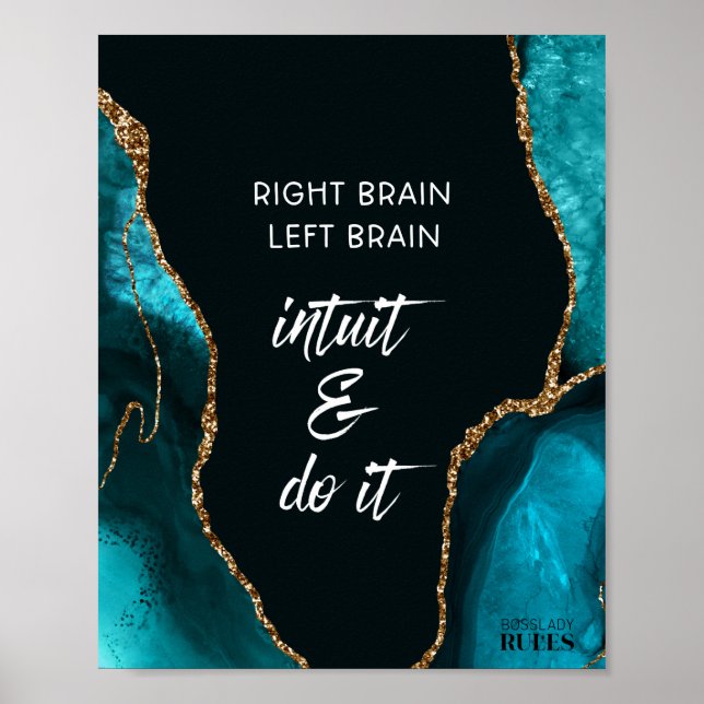 Aquamarines Gold Agate BossLady Regeln Motivierend Poster (Vorne)