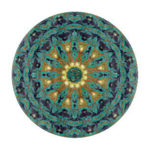 Aquamarines Gold Bohemisch Mandala OM Yoga Runde P Schneidebrett