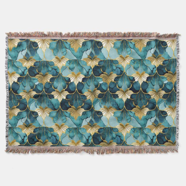 Aquamarines Gold der japanischen Flora Decke (Vorderseite)