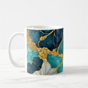 Aquamarines Gold der japanischen Flora Kaffeetasse