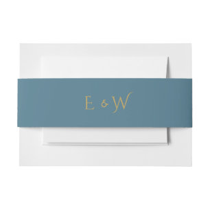 Aquamarines Gold Monogram Initials Einladungs-Zube Einladungsbanderole