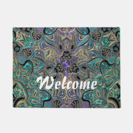 Aquamarines Goldlila schwarzer Mandala Fußmatte