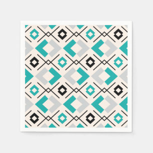 Aquamarines grau-beigefarbenes geometrisches Muste Serviette