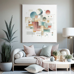 Aquamarines graues blaues Beige Rost Abstraktes Ku Leinwanddruck