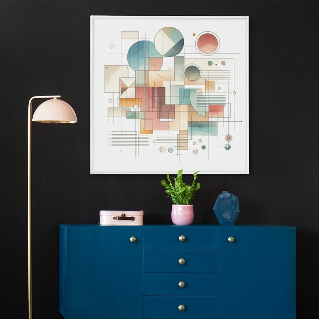 Aquamarines graues blaues Beige Rost Abstraktes Ku Poster (Von Creator hochgeladen)