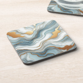 Aquamarines graues blaues Goldmarmor Kunstmuster Getränkeuntersetzer