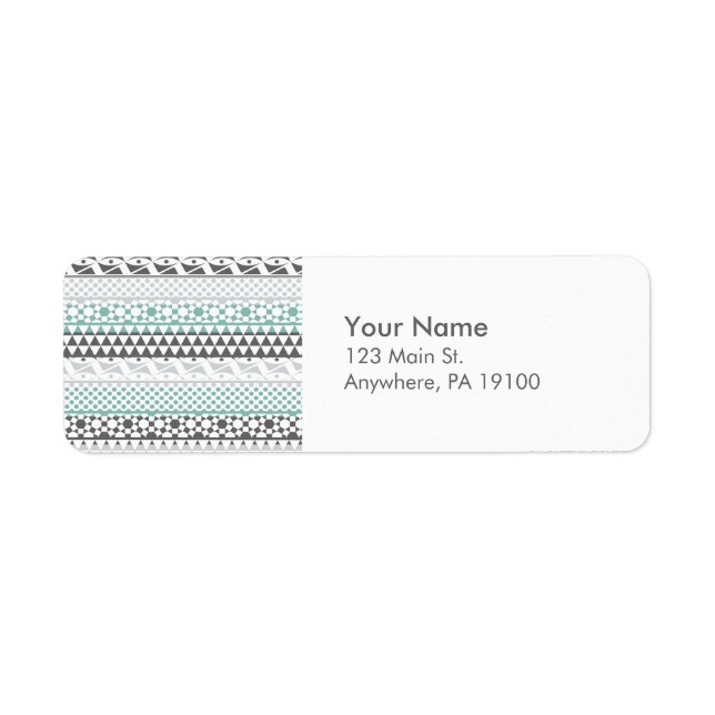 Aquamarines graues geometrisches Aztekastenmuster (Vorne)