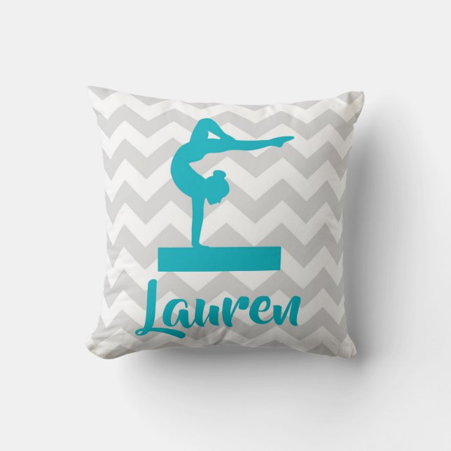 Aquamarines graues Gymnastikthrow-Kissen Kissen (Vorderseite)