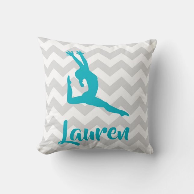 Aquamarines graues Gymnastikthrow-Kissen Kissen (Vorderseite)