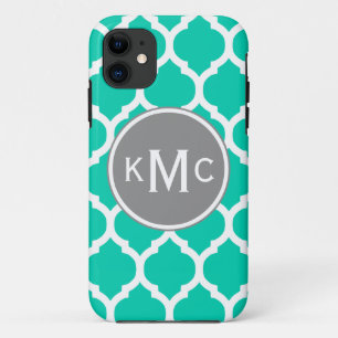 Aquamarines graues marokkanisches Gitter Case-Mate iPhone Hülle