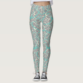 aquamarines graues Mod-Retro-Schleifen geometrisch Leggings