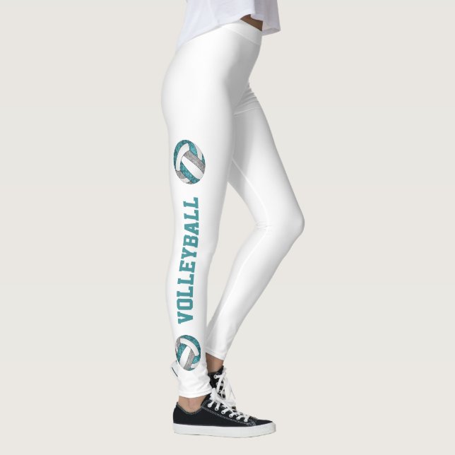 Aquamarines graues Team färbt Volleyballs, Text in Leggings (Rechts)