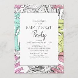 Aquamarines graues tropisches Leaf Leere Nest Part Einladung