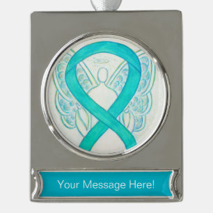 Aquamarines Green Awareness Ribbon Angel Ornament