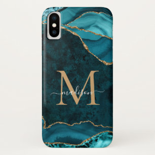Aquamarines Green Glitzer Agate Gemstone Monogram Case-Mate iPhone Hülle