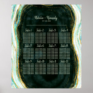 Aquamarines Green Gold Agate Hochzeitstisch Poster