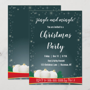 Aquamarines Green Jingle und Mingle Weihnachts-Par Einladung