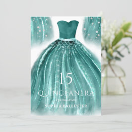 Aquamarines Green Mermaid Dress Quinceanera Party Einladung