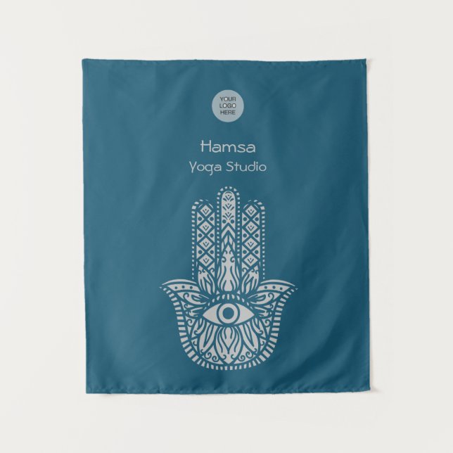 Aquamarines Green Yoga Studio Hamsa individuell an Wandteppich (Vorderseite)