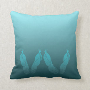 Aquamarines grün-blaues mit Kunst-Deko-Pfau-Kisse Kissen