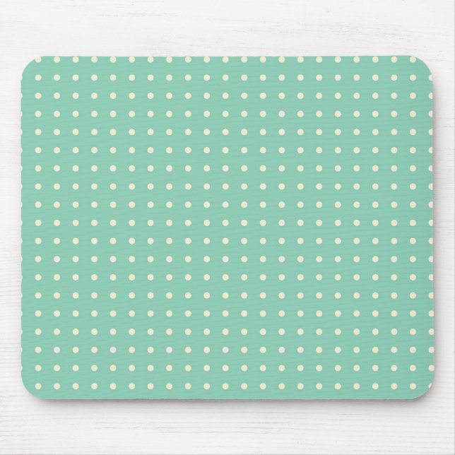 Aquamarines Grün mit kleinen Sahnepolkapunkten Mousepad (Vorne)
