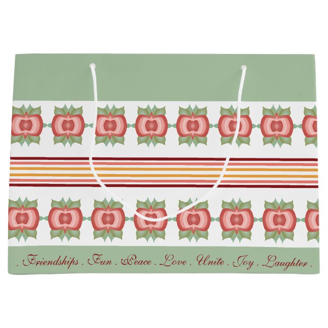 Aquamarines Grün mit Streifenmuster auf Geschenktü Große Geschenktüte (Vorderseite)