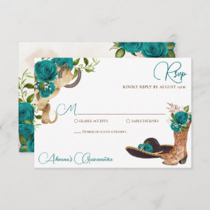 Aquamarines Grün Türkis Charro Western Quinceanera RSVP Karte