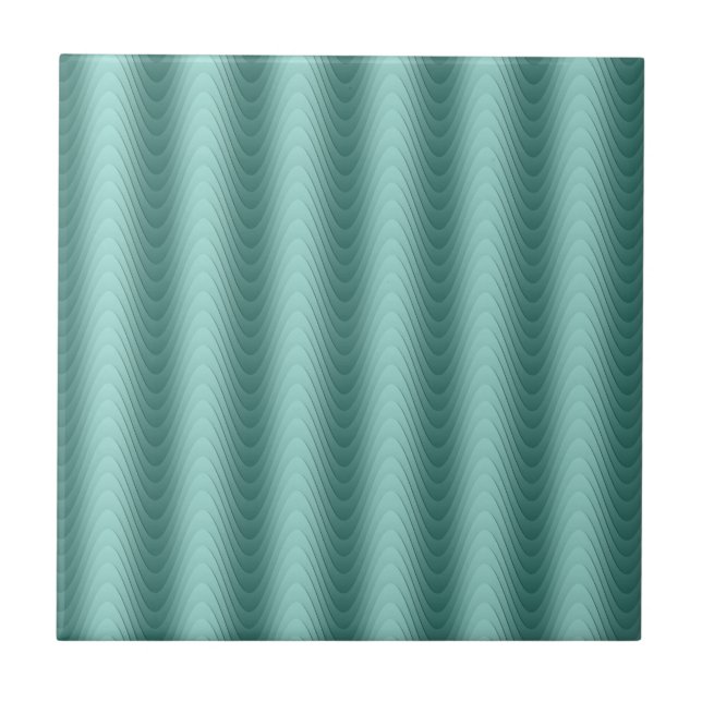 Aquamarines Grünblau Wavy Modernes Muster Fliese (Vorderseite)