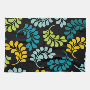 Aquamarines grünes gelbes Blumen-Monogramm Handtuch