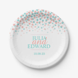 Aquamarines, grünes Korallenorangetuch Pappteller