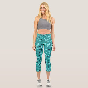 Aquamarines Grünes modernes Muster Capri Leggings
