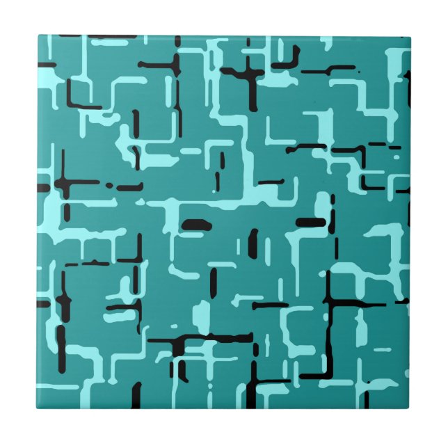 Aquamarines Grünes modernes Muster Fliese (Vorderseite)