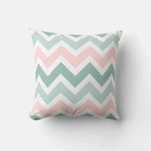 Aquamarines grünes Rosa Zickzack Zigzag-Muster Kissen