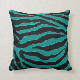 Aquamarines grünes Zebra-Monogramm-Tierdruck Kissen