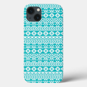 Aquamarines Grunge-Aztec-Stammmuster iPhone 13 Hülle