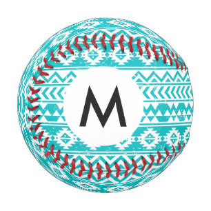 Aquamarines Grunge Aztec Tribal Muster Baseball