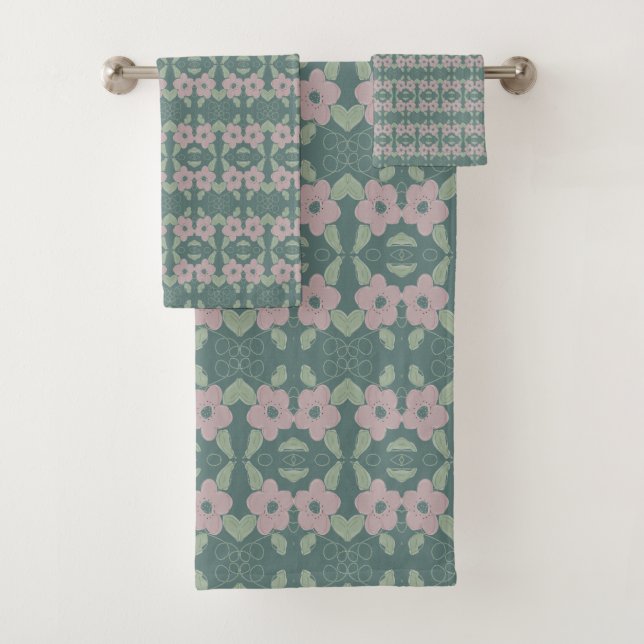 Aquamarines HandtuchSet in verblasster Rose Badhandtuch Set (Insitu)