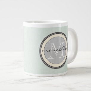 Aquamarines, hellgrau-Monogramm Jumbo-Tasse