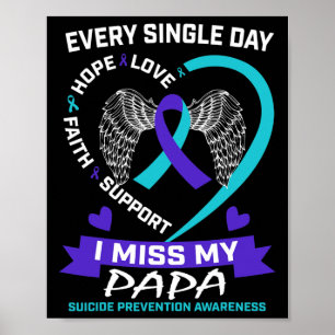 Aquamarines Herz Lila I Miss Papa Suizid Bewusstse Poster