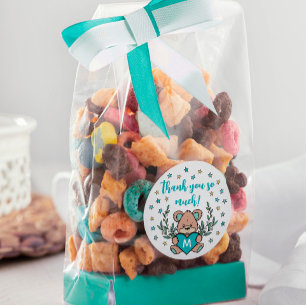 Aquamarines Herzbear Themed Baby Dusche Vielen Dan Runder Aufkleber